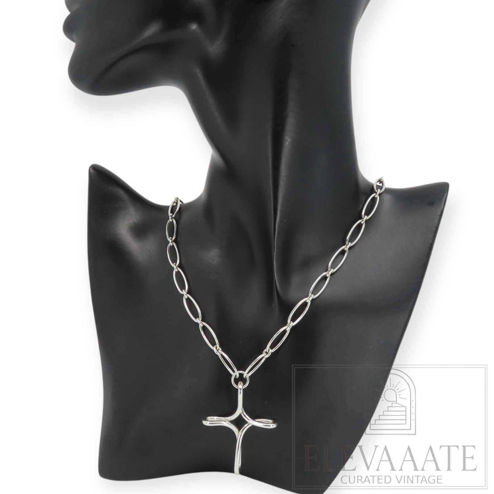 希少 美品 Tiffany&Co. ティファニー ラージ オープンクロス オーバル 