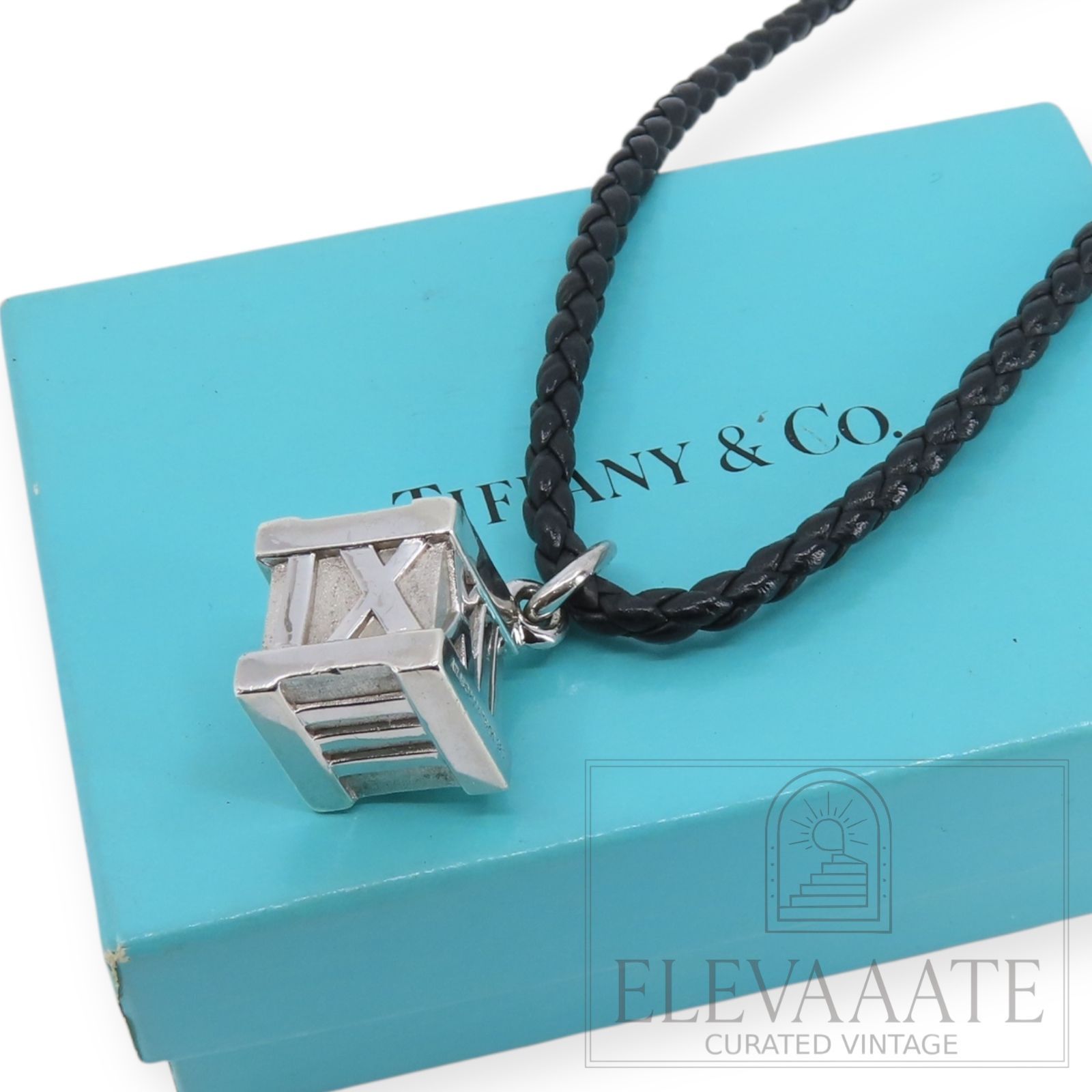 希少 美品 Tiffany&Co. ティファニー ラージ アトラス キューブ レザー