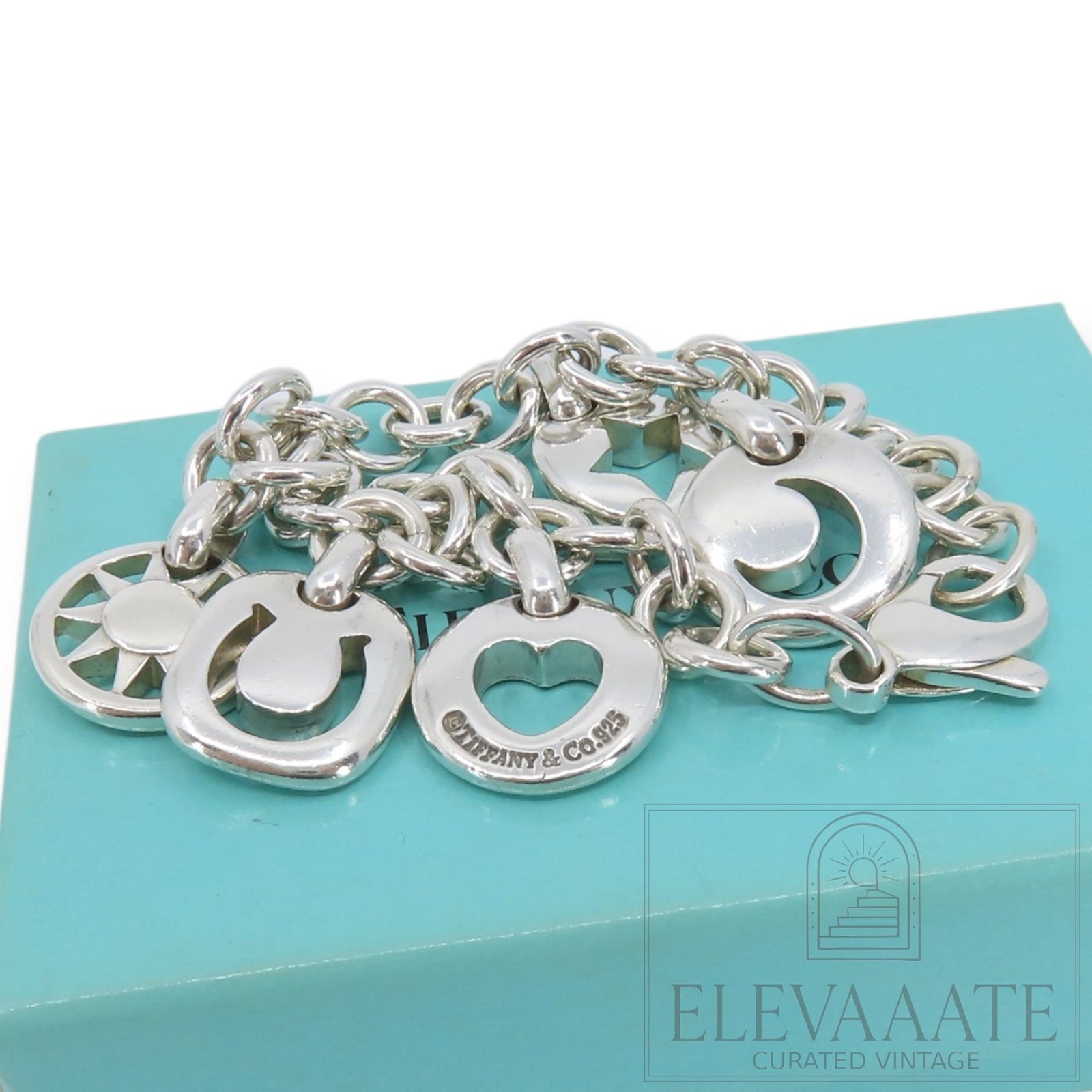 ティファニー 925 アイコン チャーム ブレスレット f_058 美品 Tiffany&Co. ティファニー 5 アイコン チャーム シルバー