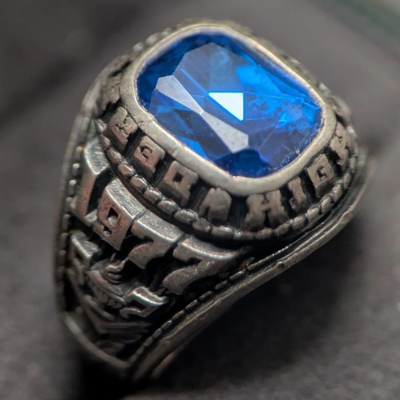 1977年 JOSTENS カレッジリング スターリングシルバー925 ブルー