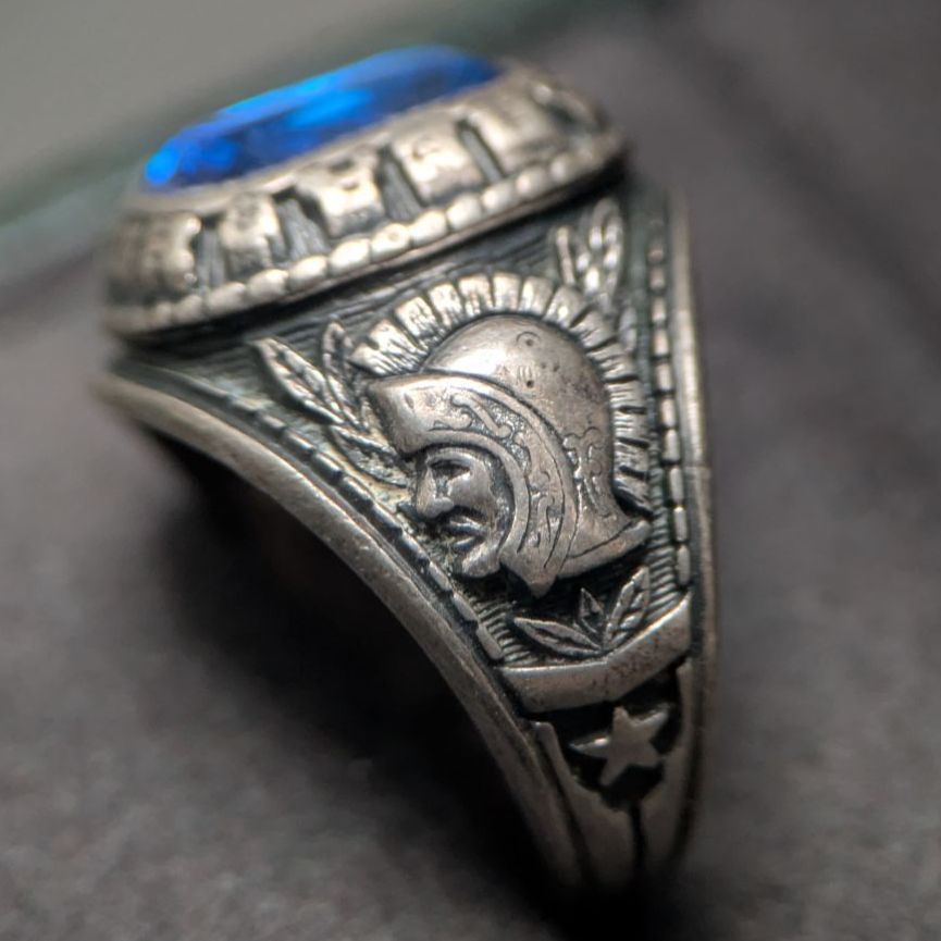 1977年 JOSTENS カレッジリング スターリングシルバー925 ブルー