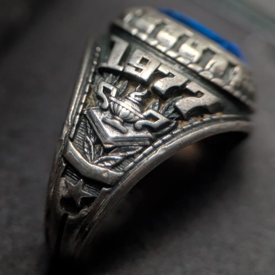 1977年 JOSTENS カレッジリング スターリングシルバー925 ブルー