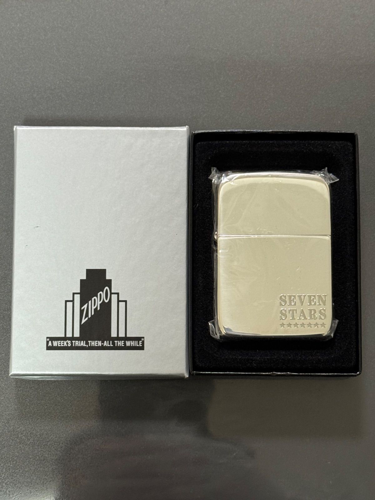 zippo セブンスター 1941 品 前面加工品 懸賞品 年代物 A HP 七連星 Seven Stars silver シルバー デットストック ケース 保証書