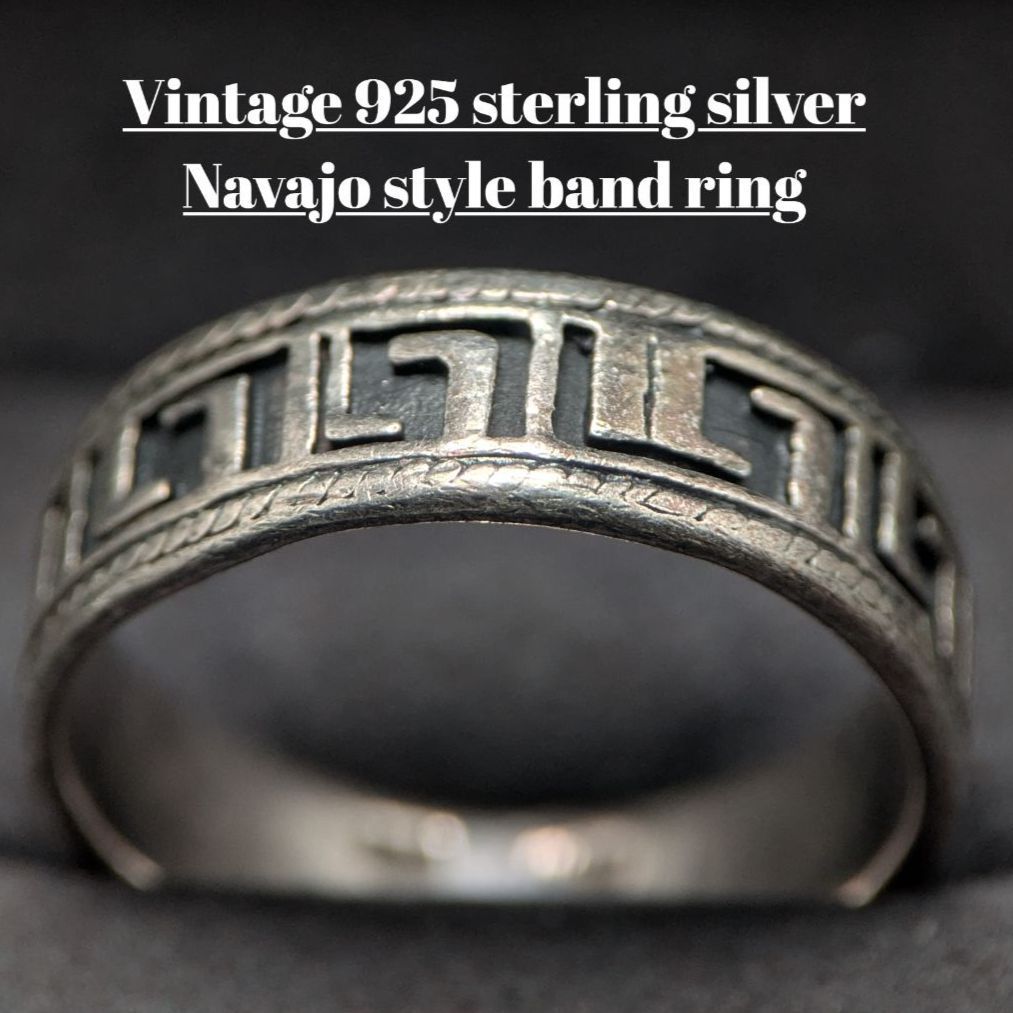メンズ 925 スターリングシルバー ナバホスタイル バンドリング