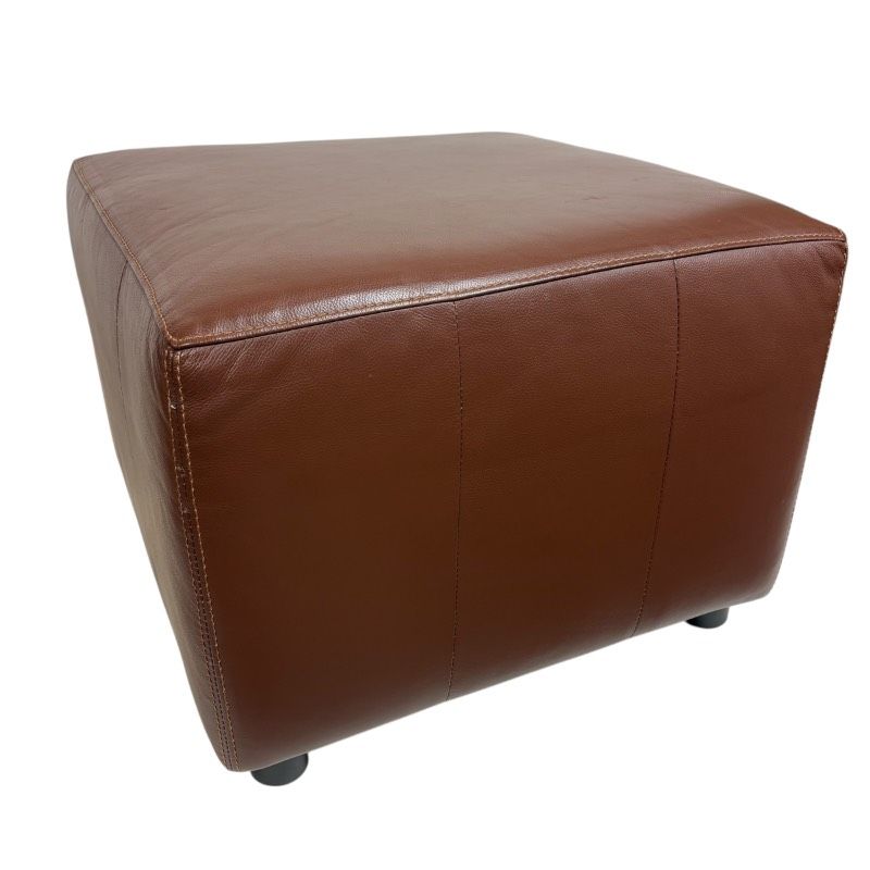 現状品】レザーワールド オットマン ソファ ブラウン 約56×56×40cm 合