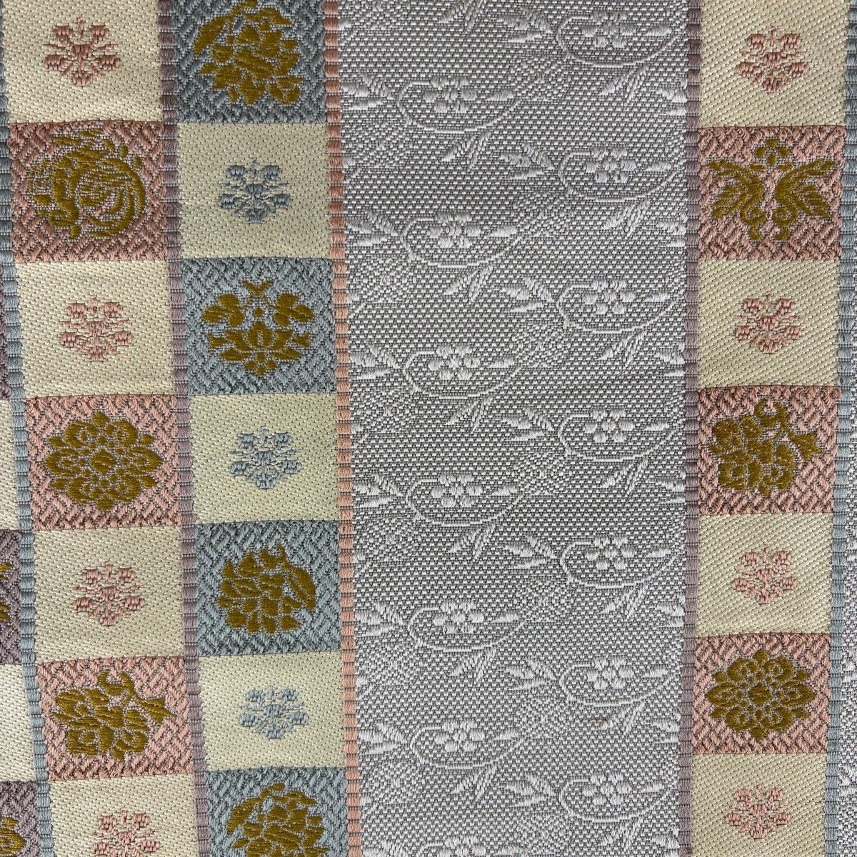 名古屋帯 八寸名古屋帯 松葉仕立て 市松 草花 灰茶 正絹