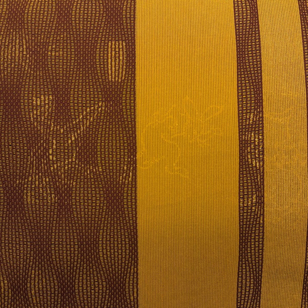 袋名古屋帯 鳥獣戯画 縞 山吹茶色 正絹