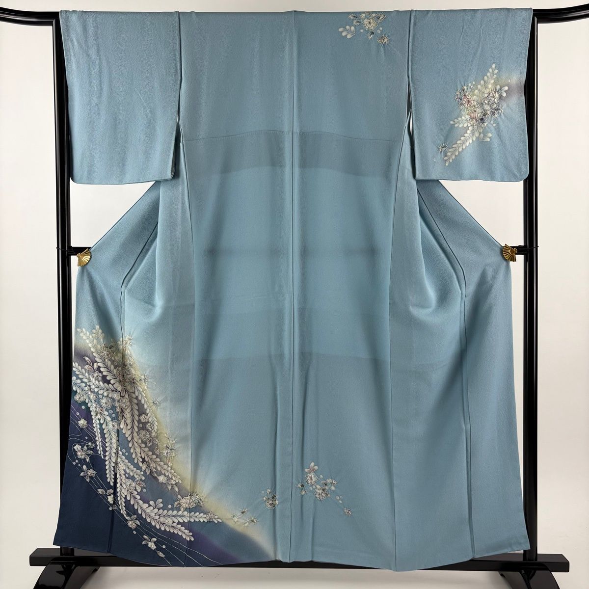 付下げ 身丈157.5cm 裄丈65cm M 袷 辻が花 染め分け ぼかし 水色 正絹