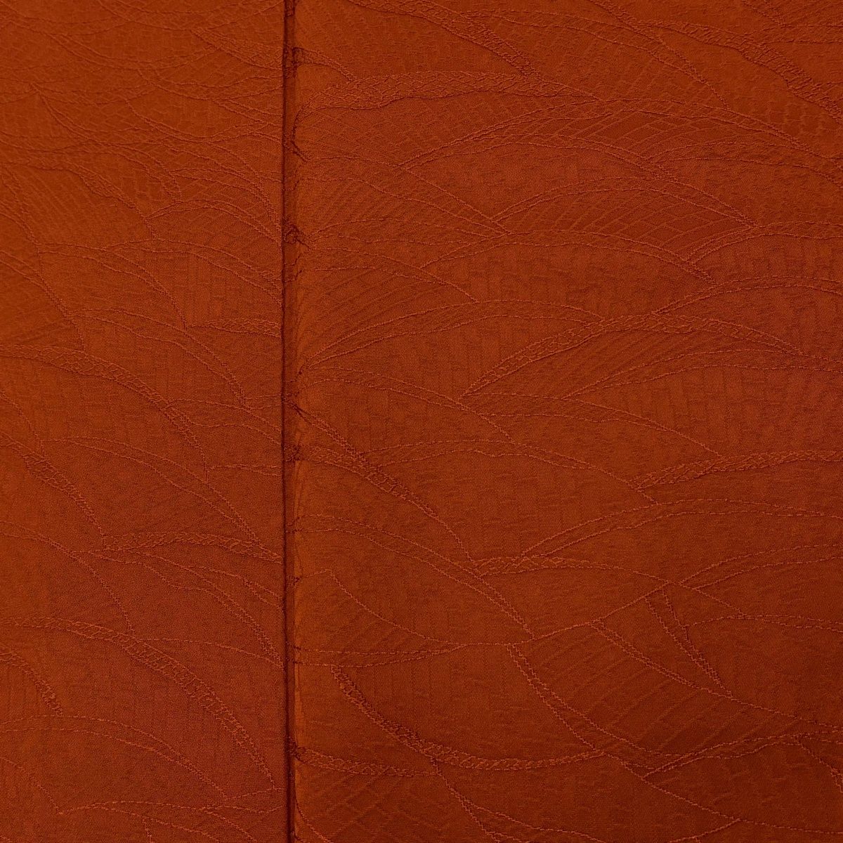  色無地 身丈162 cm 裄丈64 M 袷 地紋 赤茶 正絹 秀品 一つ紋 色無地 着物