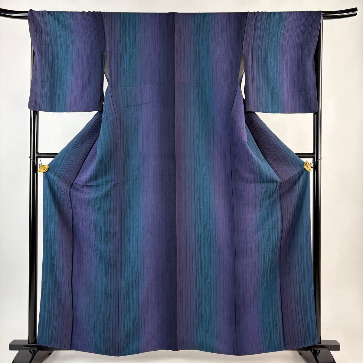 小紋 身丈159 5 cm 裄丈67 M 袷 地紋 縦ぼかし 紫 正絹 秀品