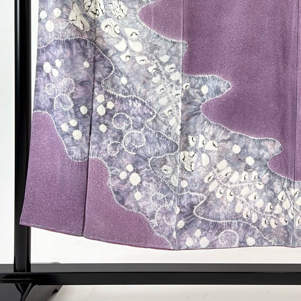 訪問着 身丈151.5cm 裄丈63cm S 袷 辻が花 絞り 紫 正絹 秀品 【中古