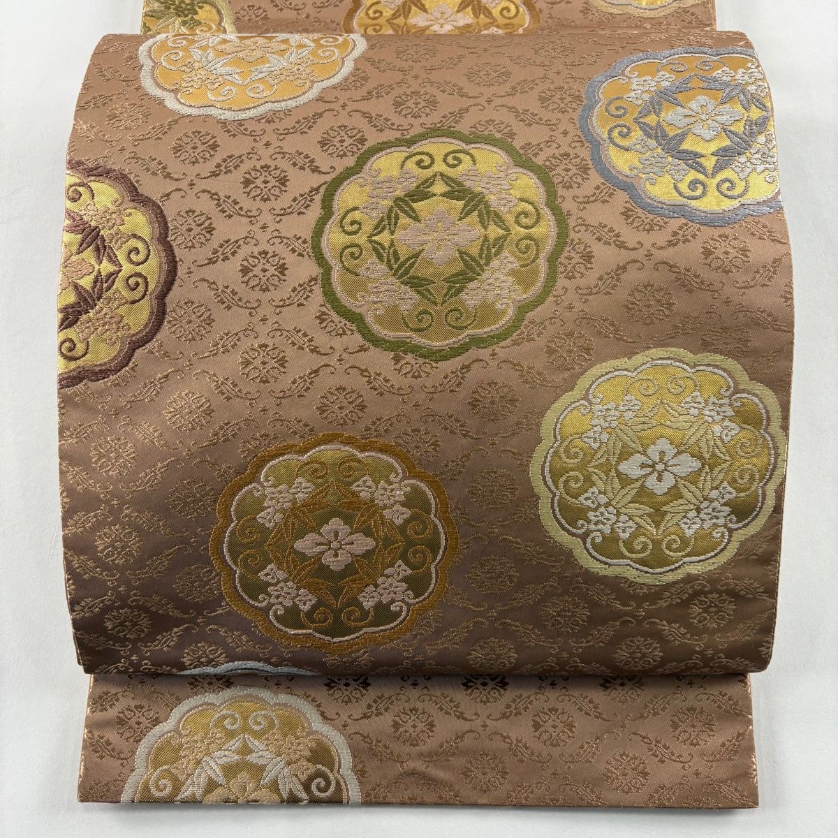 ①①③華文 唐草 六通袋帯 正絹 帯4561 ○高級 正絹 草本唐織 胡飲酒