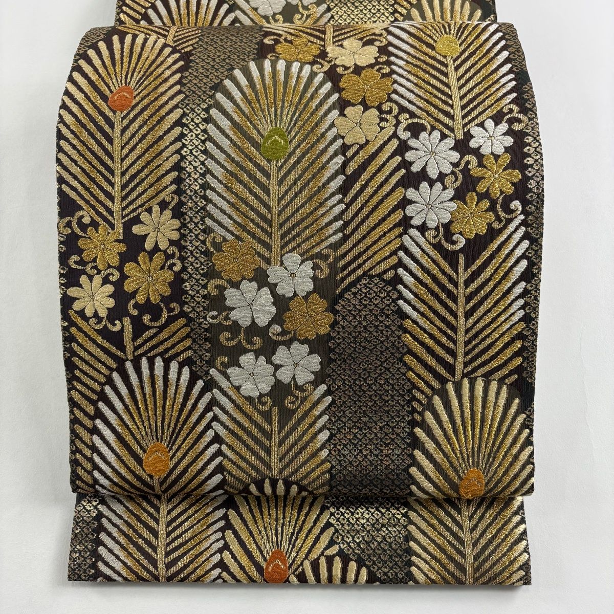 袋帯 秀品 若松 花唐草 金糸 唐織 焦茶色 六通 正絹 【中古】 - メルカリ