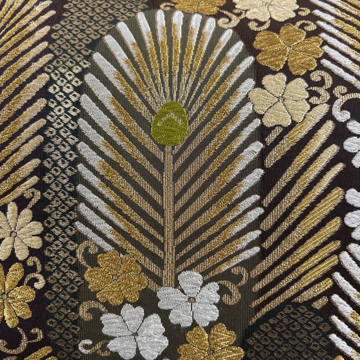 袋帯 秀品 若松 花唐草 金糸 唐織 焦茶色 六通 正絹 【中古】 - メルカリ