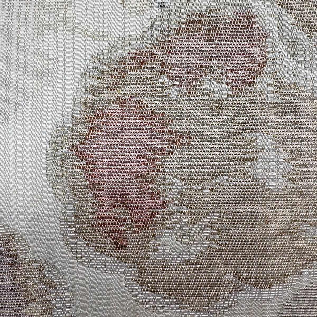 名古屋帯 秀品 草花 箔 金糸 クリーム 正絹