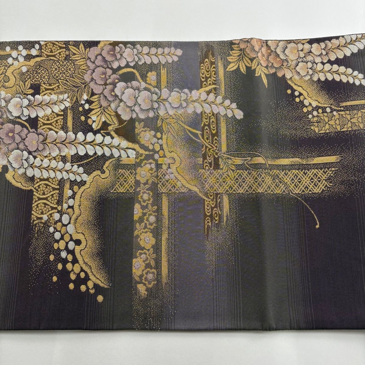 美品】 袋帯 秀品 藤 雪輪 金糸 灰紫 六通 正絹 【中古】 - メルカリ