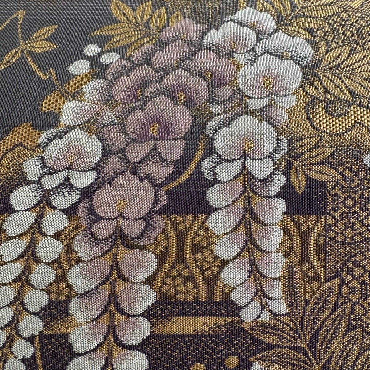 美品】 袋帯 秀品 藤 雪輪 金糸 灰紫 六通 正絹 【中古】 - メルカリ