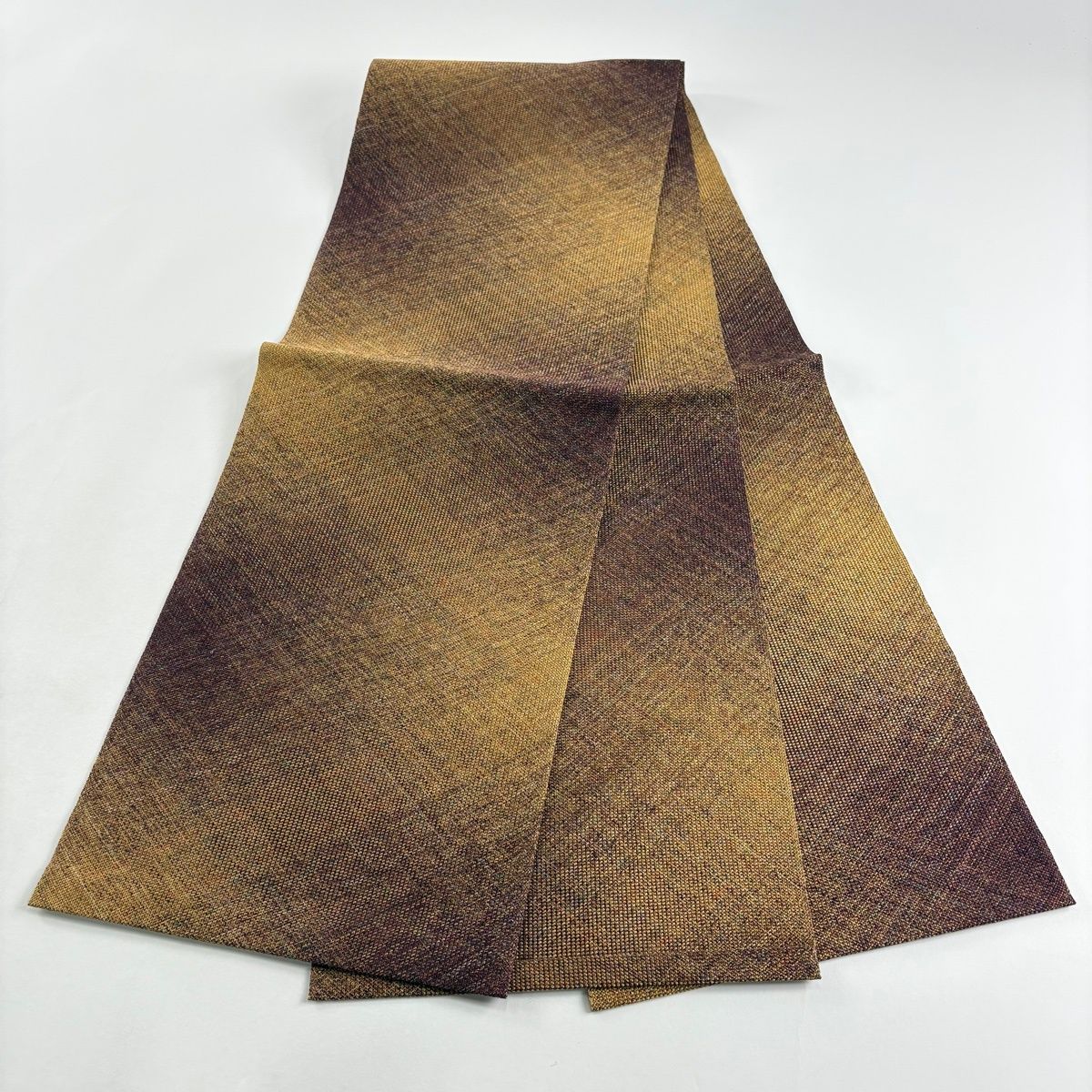 美品】 名古屋帯 秀品 八寸名古屋帯 幾何学 金糸 茶色 正絹 【中古