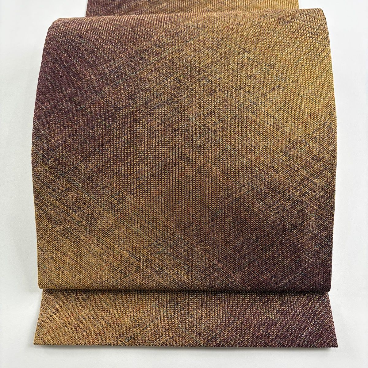名古屋帯 秀品 八寸名古屋帯 幾何学 金糸 茶色 正絹