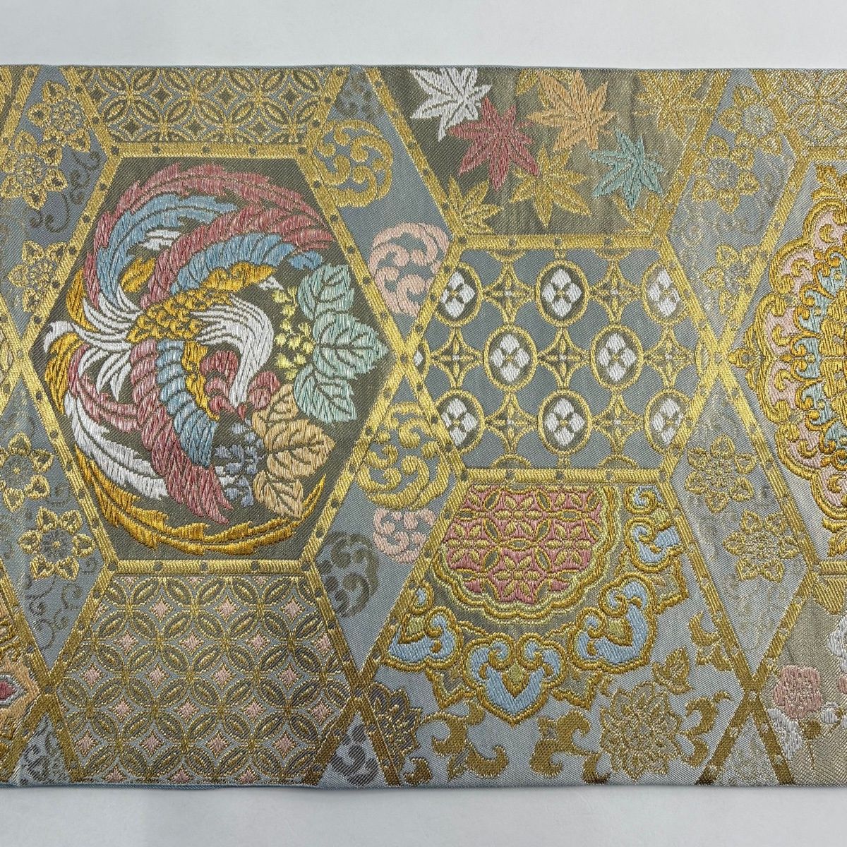 美品】 袋帯 逸品 川島織物 落款 関西仕立て 鳳凰 有職文様 金銀糸 箔