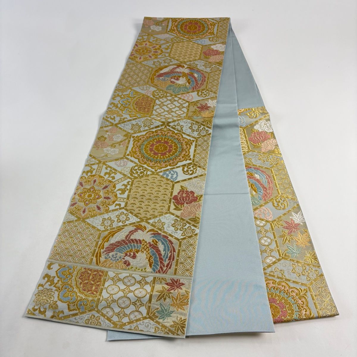美品】 袋帯 逸品 川島織物 落款 関西仕立て 鳳凰 有職文様 金銀糸 箔