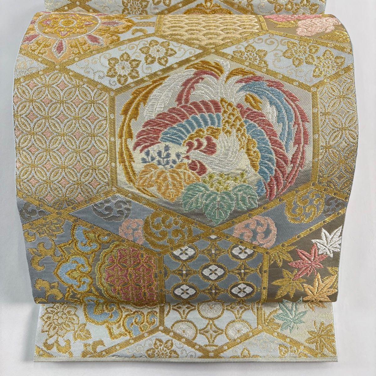 美品】 袋帯 逸品 川島織物 落款 関西仕立て 鳳凰 有職文様 金銀糸 箔