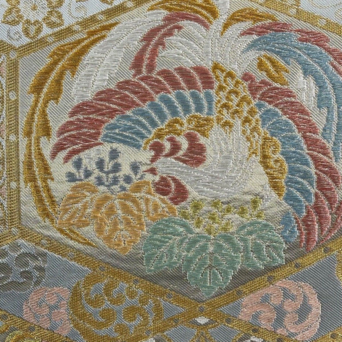 美品】 袋帯 逸品 川島織物 落款 関西仕立て 鳳凰 有職文様 金銀糸 箔