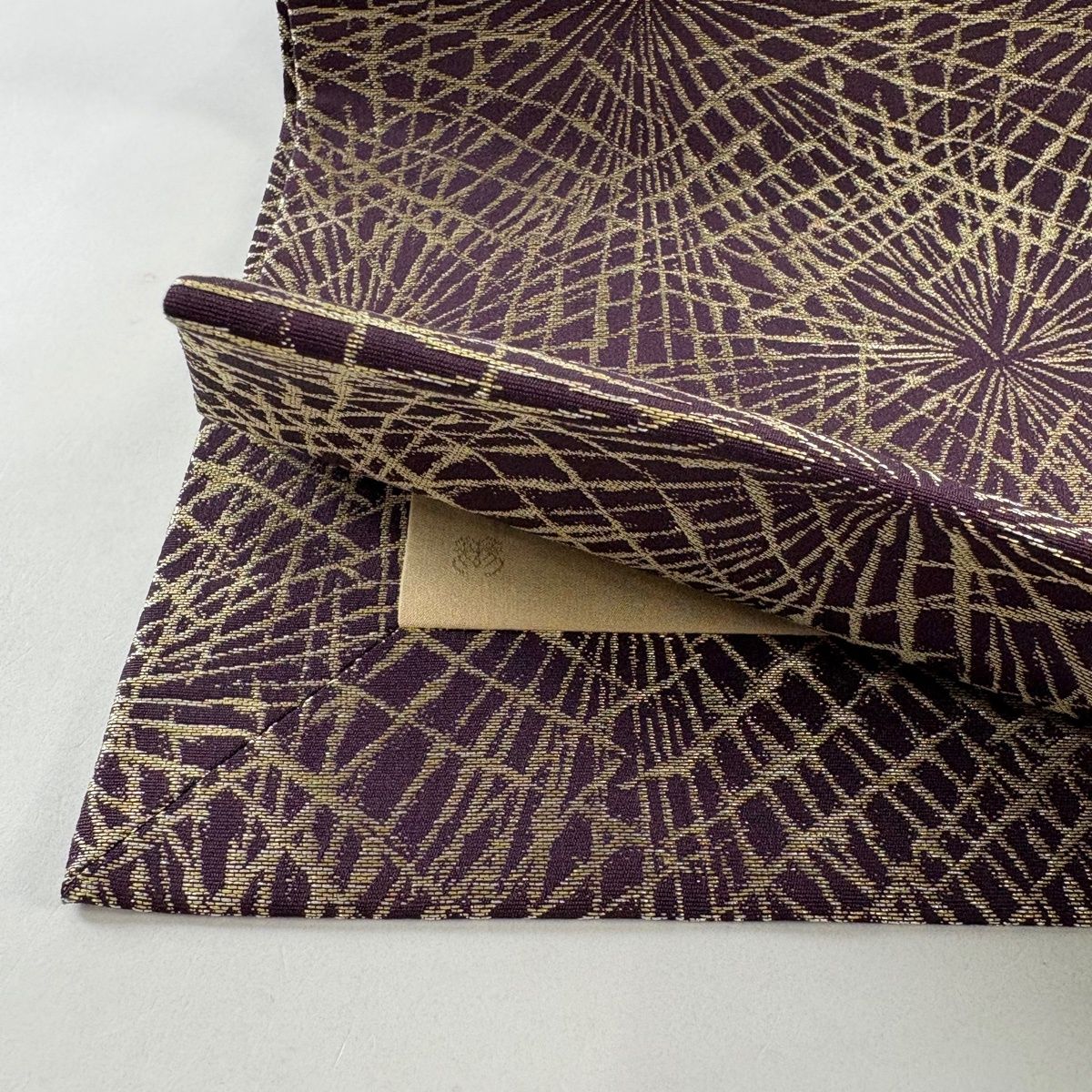  開き名古屋帯 龍村美術織物 比翼仕立て 敷松葉 濃紫 正絹 名古屋帯 帯