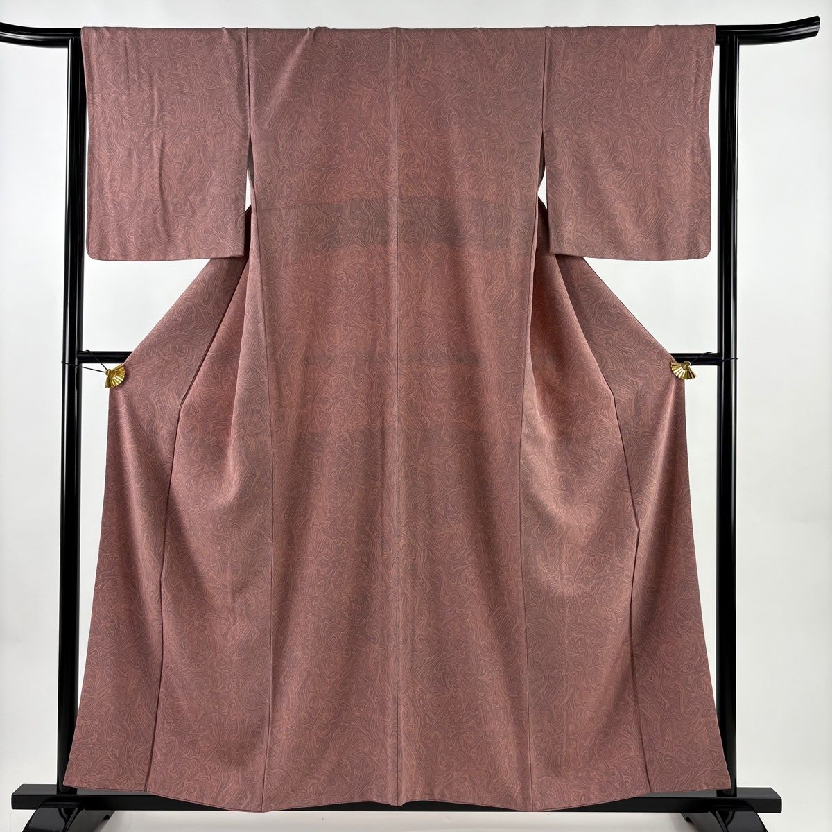 小紋 身丈158 cm 裄丈63 S 袷 墨流し 小豆色 正絹