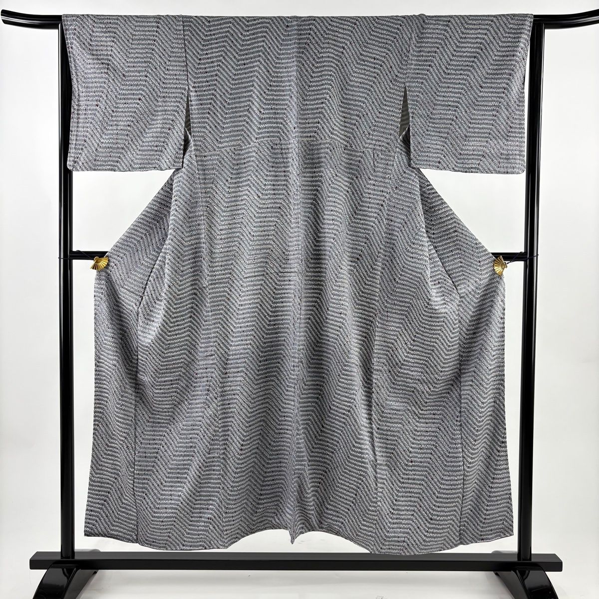小紋 身丈153 cm 裄丈65 M 袷 幾何学 総絞り 青灰色 正絹
