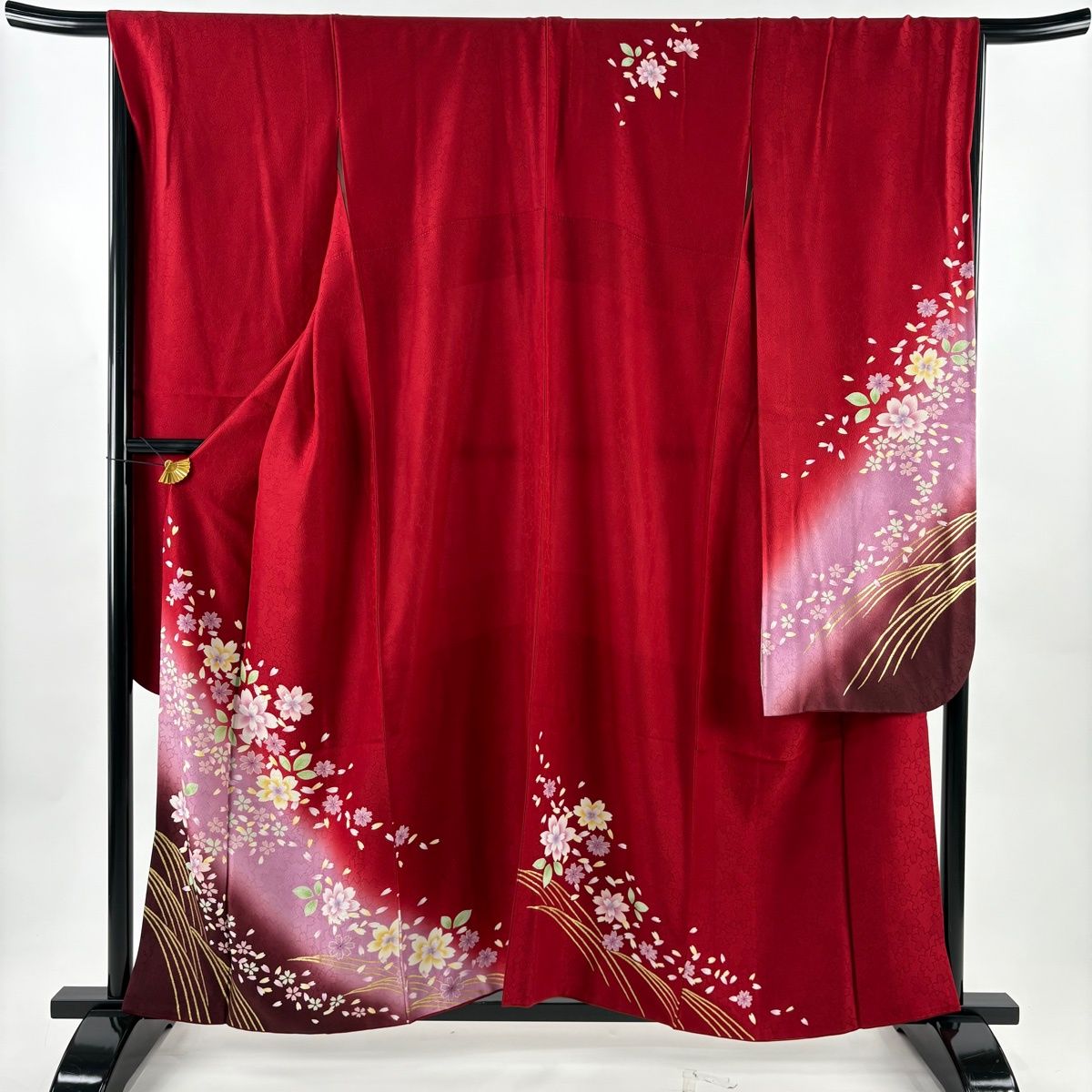 美品】 振袖 身丈158.5cm 裄丈67.5cm L 袷 鈴乃屋 花 花びら 金彩