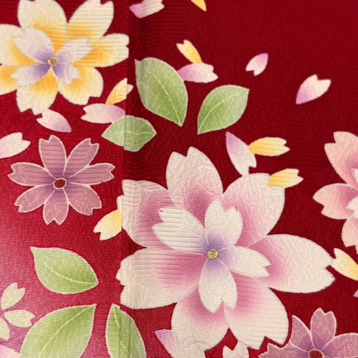 美品】 振袖 身丈158.5cm 裄丈67.5cm L 袷 鈴乃屋 花 花びら 金彩