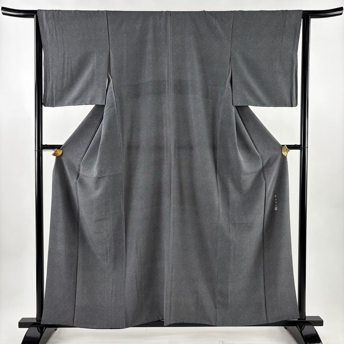 江戸小紋 身丈158 cm 裄丈64.5 M 袷 寺山存男 落款 鮫文 黒灰 正絹