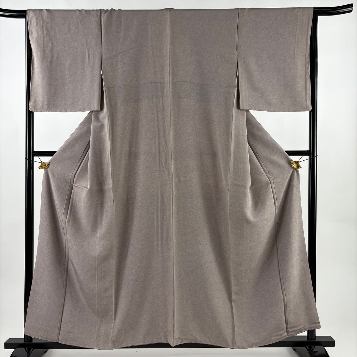 小紋 身丈158 cm 裄丈65 M 袷 墨流し 薄小豆 正絹