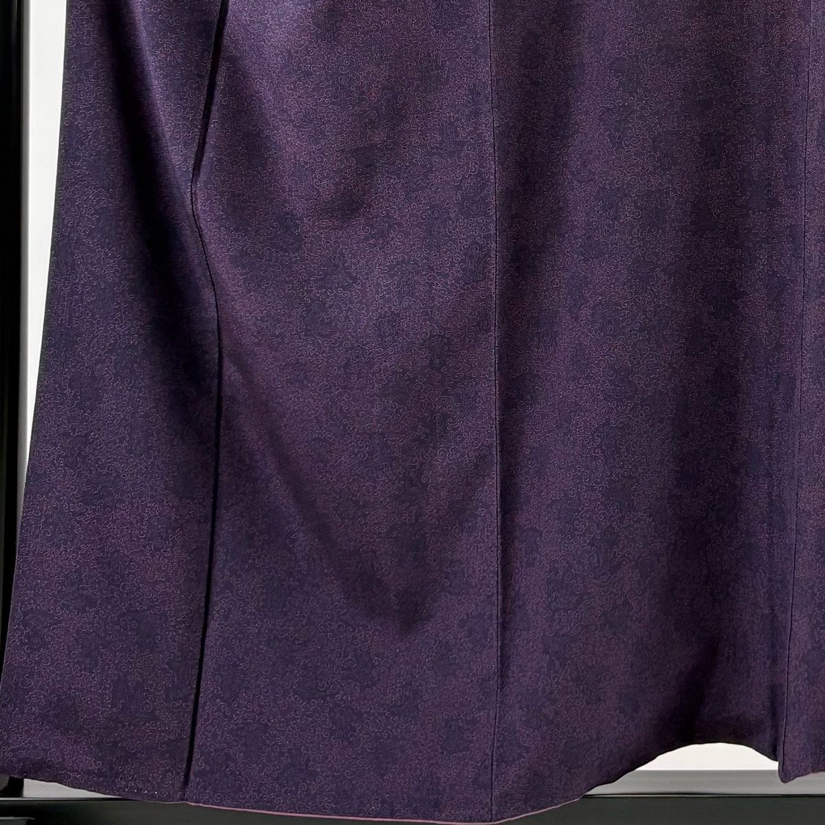 江戸小紋 身丈156.5 cm 裄丈65 M 袷 人間国宝 中村勇二郎 落款 雲中供養菩薩 唐草 紫 正絹 五つ紋