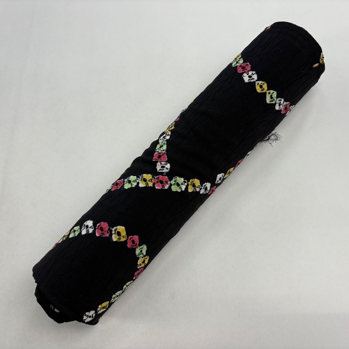 反物 優品 羽尺 羽織 和装コート 幾何学模様 絞り 黒 正絹 【中古