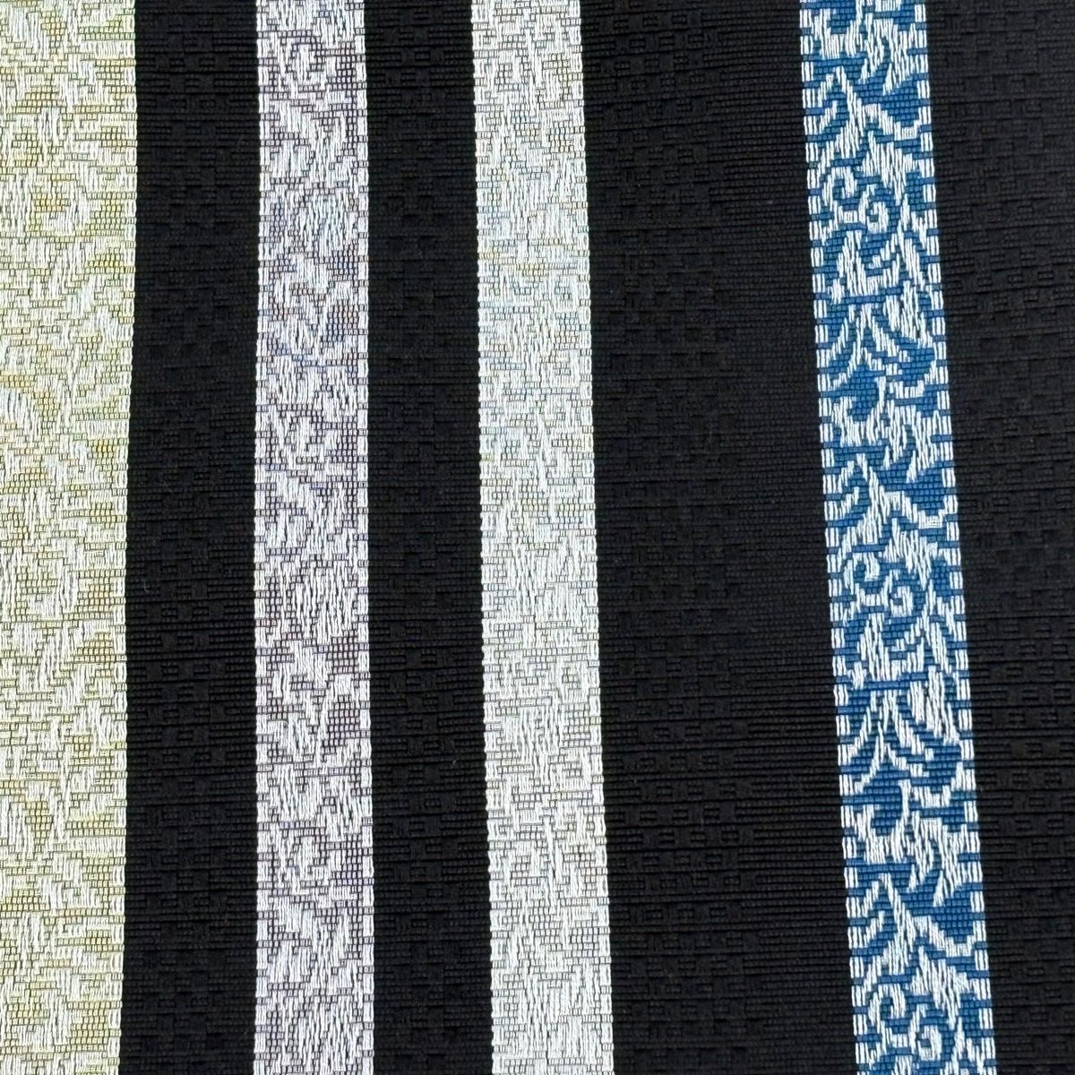 半幅帯 優品 証紙 博多織 花唐草 縞 黒 正絹