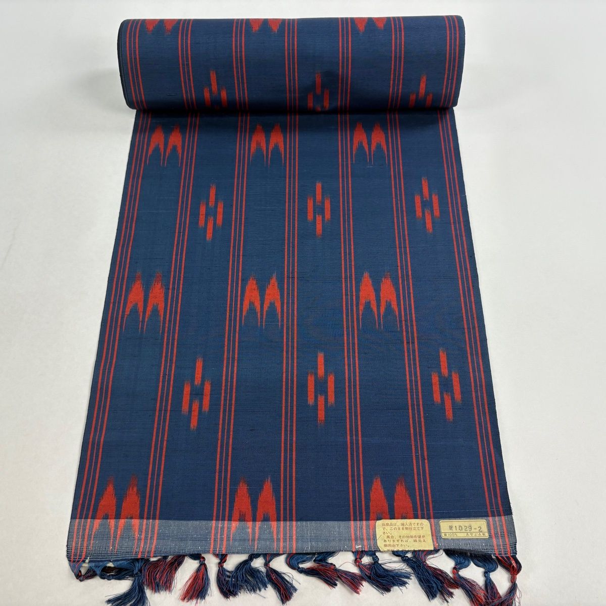 反物 秀品 紬 縞 絣柄 紺色 正絹 【中古】 - メルカリ