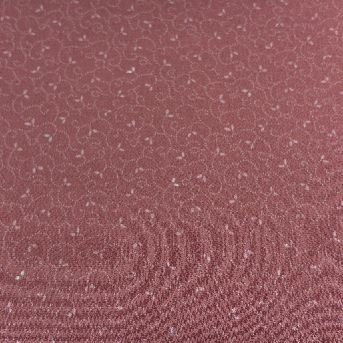 反物 秀品 小紋 唐草 縮緬 小豆色 正絹