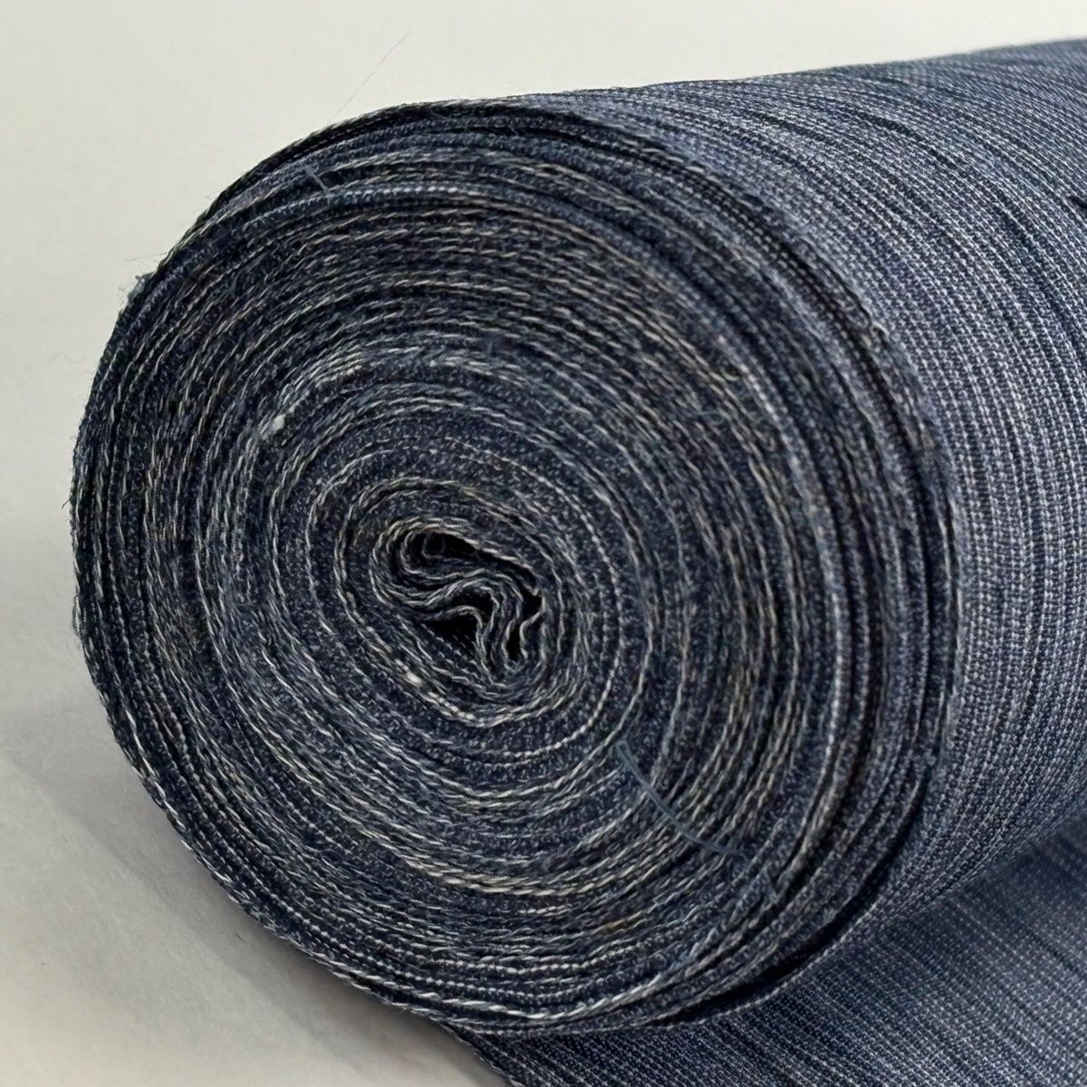  反物 夏紬 小地谷ちぢみ 縞 紺色 麻 その他 着物反物