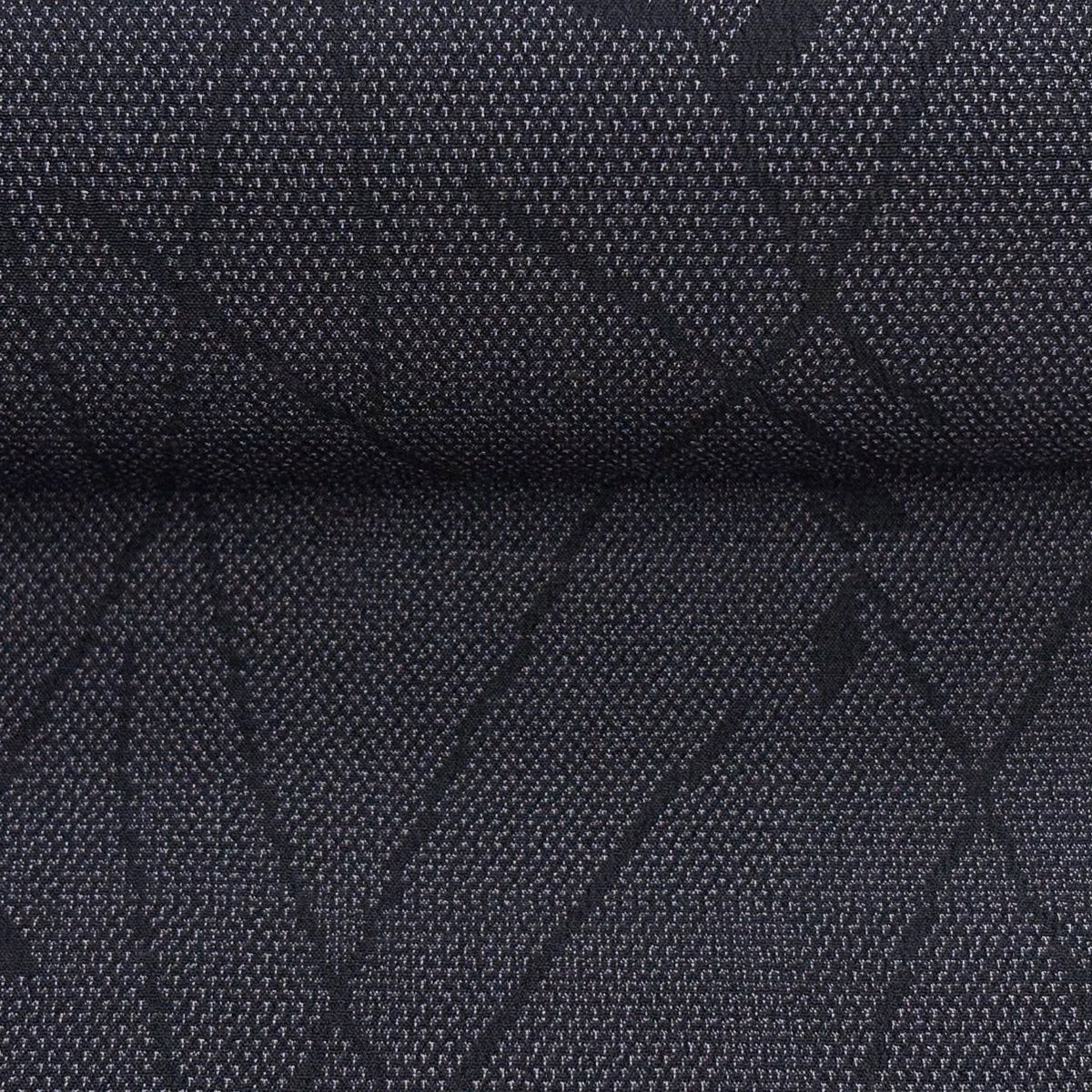  反物 お召 本塩沢 証紙 葉柄 黒灰 正絹 その他 着物反物