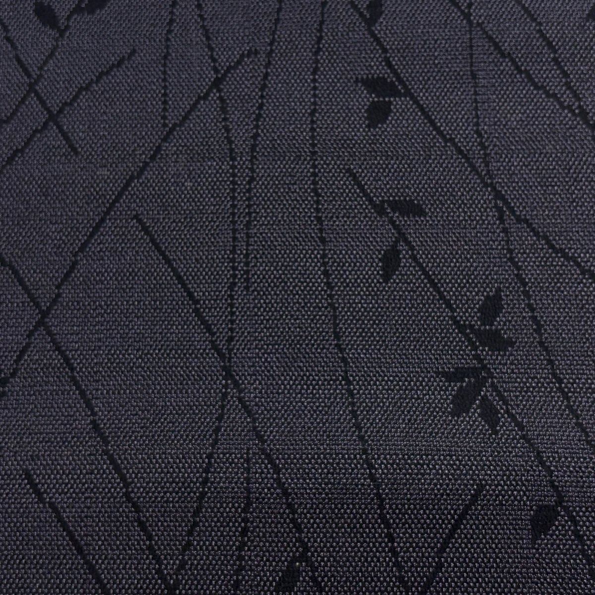 反物 お召 本塩沢 証紙 葉柄 黒灰 正絹