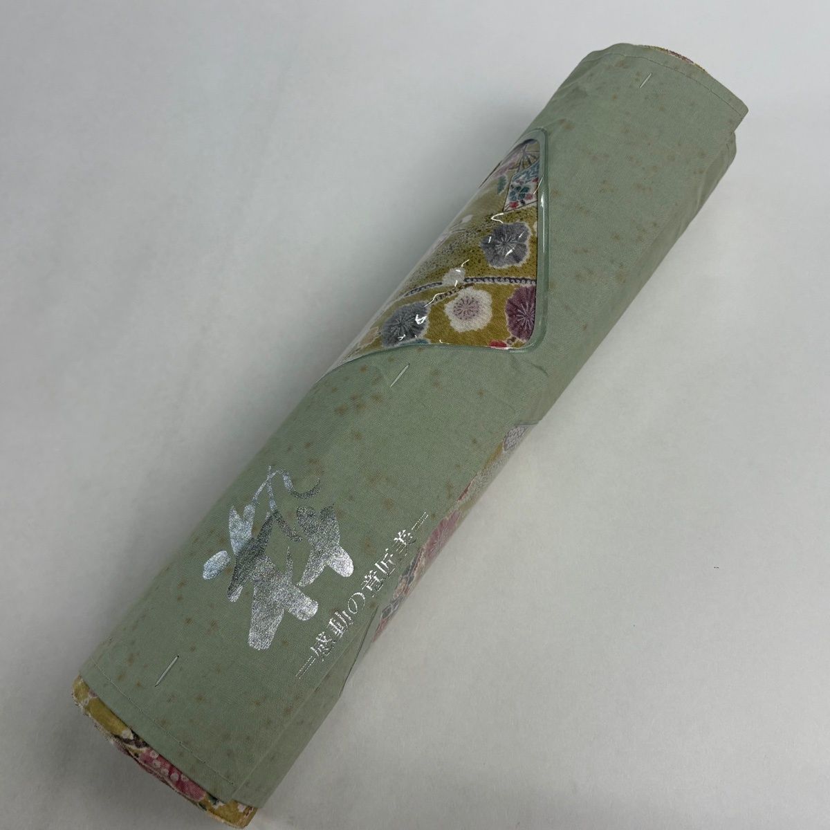  反物 秀品 小紋 枝梅 扇 金彩 黄土色 正絹 小紋 着物反物