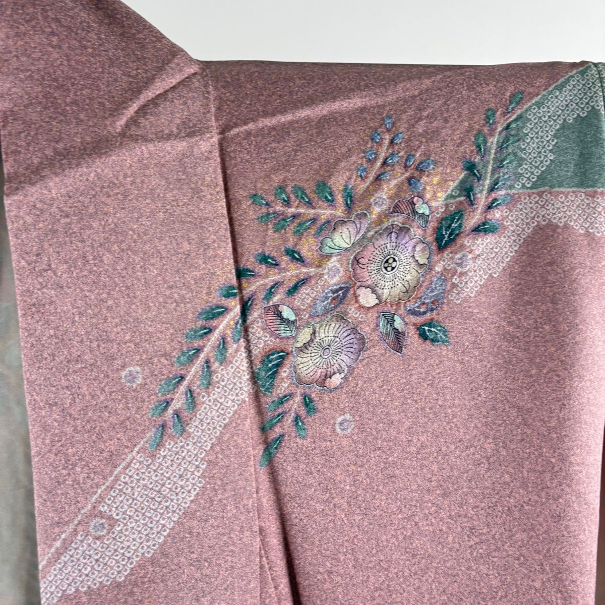 美品】 訪問着 身丈163.5cm 裄丈65cm M 袷 袋帯セット 辻が花 鴛鴦