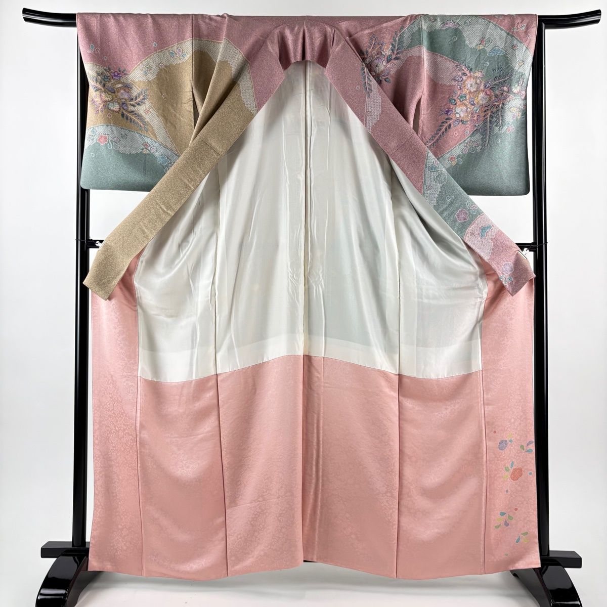 美品】 訪問着 身丈163.5cm 裄丈65cm M 袷 袋帯セット 辻が花 鴛鴦