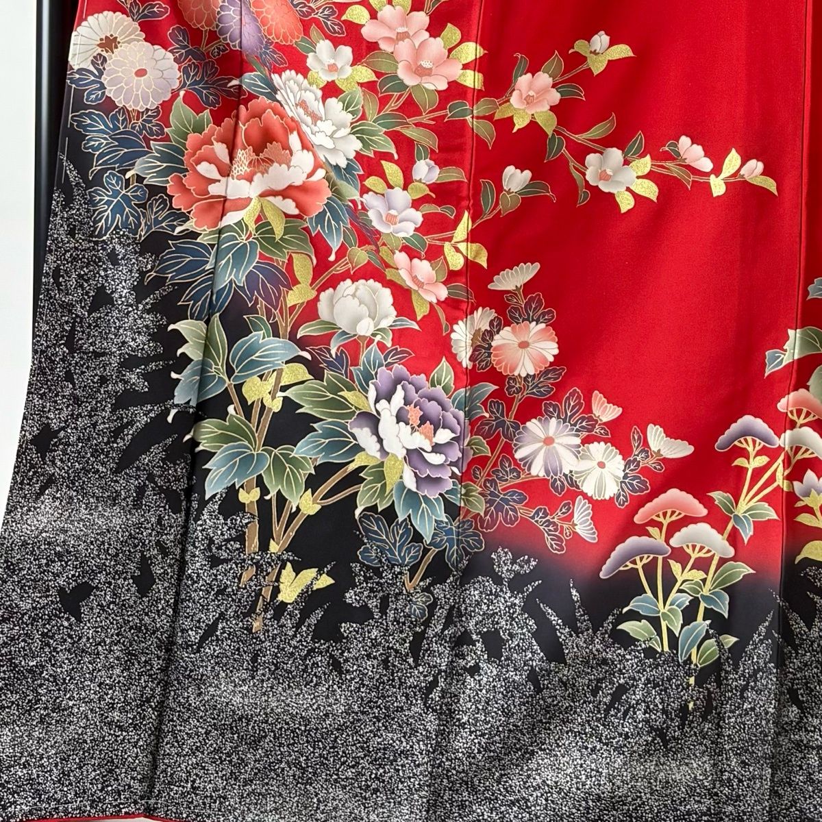振袖 身丈165cm 裄丈65.5cm M 袷 笠松 有職文様 総絞り 紫 正絹 名品 