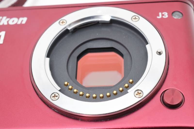 実用光学美品】Nikon ニコン Nikon1 J3 赤 レッド ボディ シャッター数
