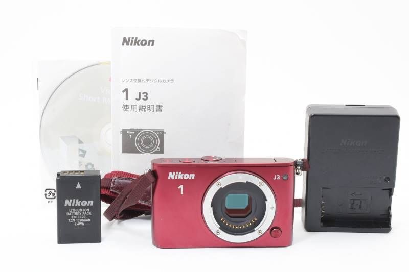 実用光学美品】Nikon ニコン Nikon1 J3 赤 レッド ボディ シャッター数