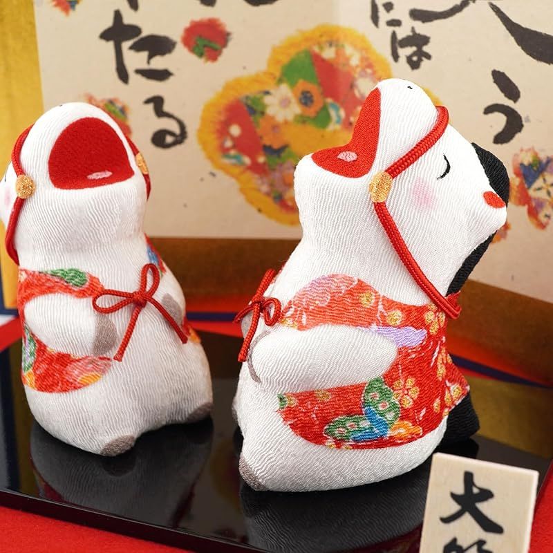  リュウコドウ 龍虎堂 大笑い親子 午 屏風付き 吉祥窯謹製 干支ストラップ付き 和雑貨 お正月 干支 午年 令和8年 2026年 置物 縁起物 開運 ちりめん うま年 R-32 誕生日ギフト ハロウィン 季節 年中行事