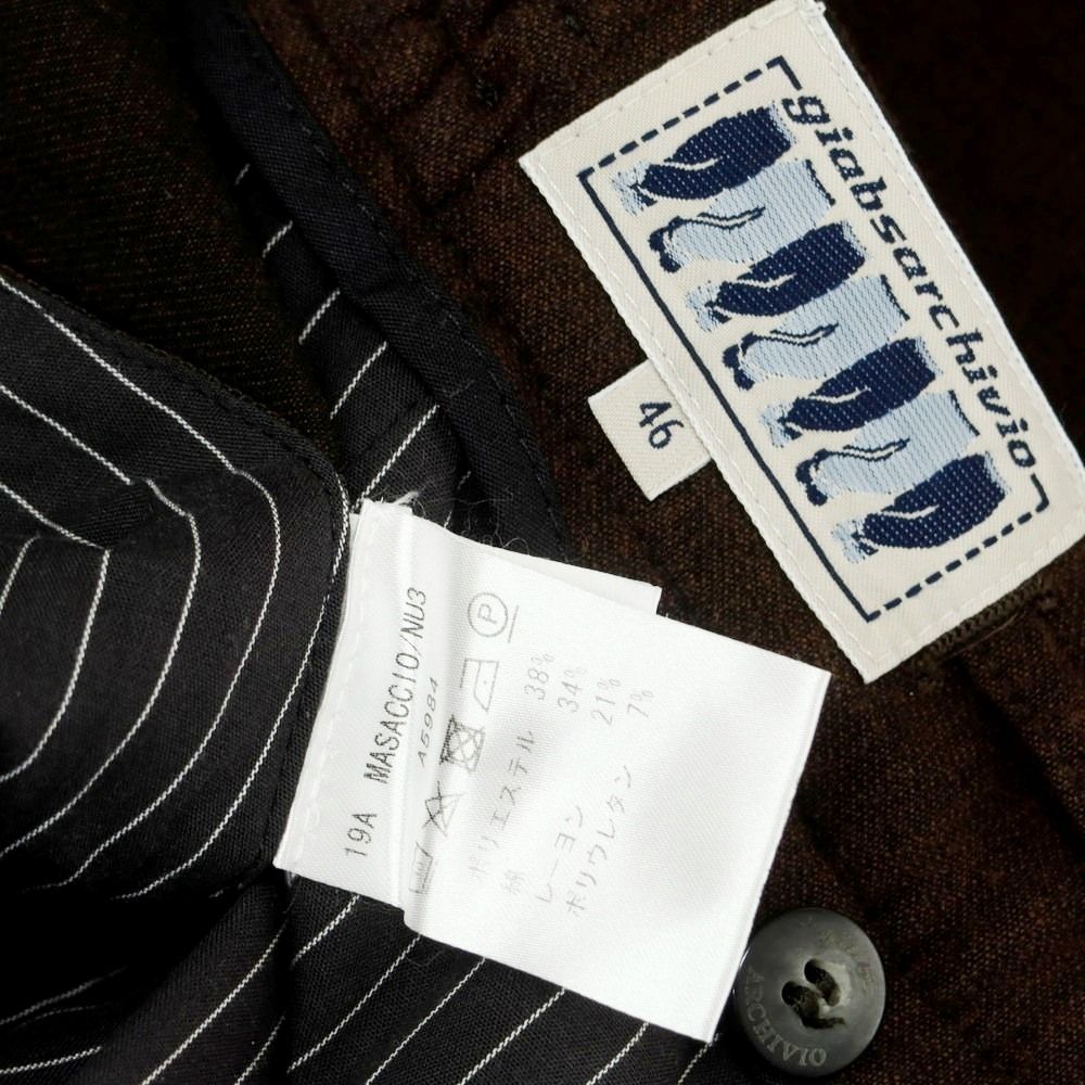 ジャブス アルキヴィオ giab s ストレッチ ポリエステルコットン イージースラックスパンツ ブラウン サイズ46 メンズ スラックス パンツ メンズ